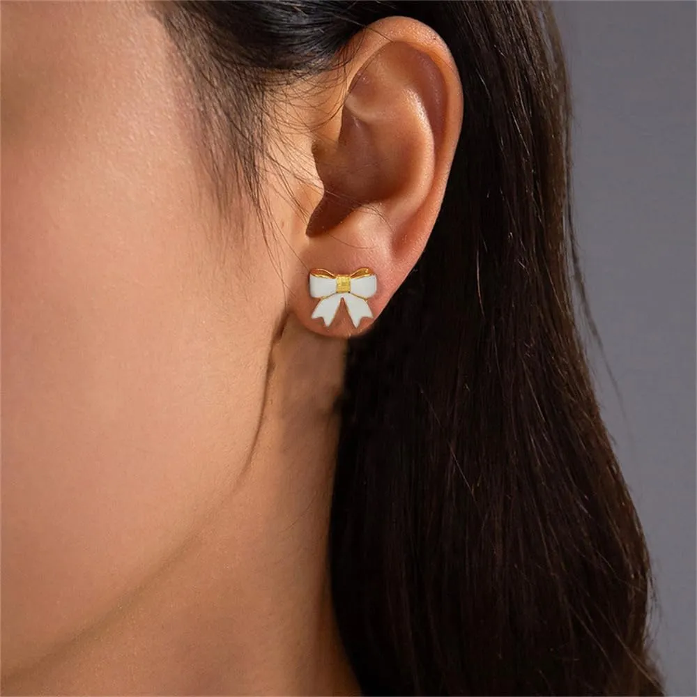 Dainty Bow Stud Earrings for Women Minimalist Ribbon Earrings Bowknot Hypoallergenic Ear for Anniversary Day Favors Daily Jewelry