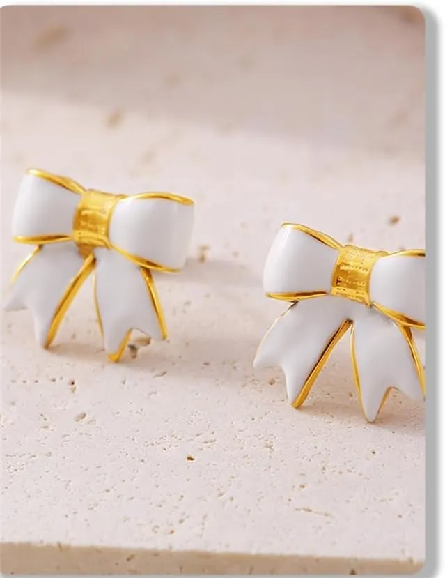 Dainty Bow Stud Earrings for Women Minimalist Ribbon Earrings Bowknot Hypoallergenic Ear for Anniversary Day Favors Daily Jewelry