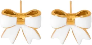 Dainty Bow Stud Earrings for Women Minimalist Ribbon Earrings Bowknot Hypoallergenic Ear for Anniversary Day Favors Daily Jewelry