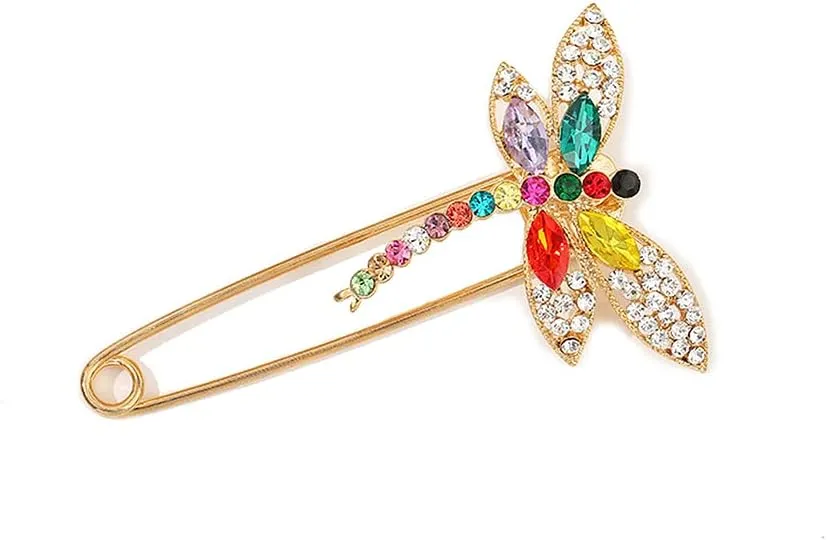 Dainty Butterfly Brooch Pin Crystal Rhinestone Dragonfly Ladybug Pins Lapel Sweater Shawl Scarves Clips Safery Pins Dress Shirt Brooches Pins for Women Girls Fashion Jewelry Gifts Clothes Accessories