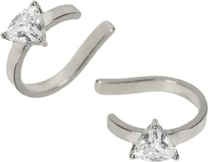 Dainty Ear Cuff Earrings with Tear shaped Cz Gemstones for Women - 925 Sterling Silver 18k Gold plated