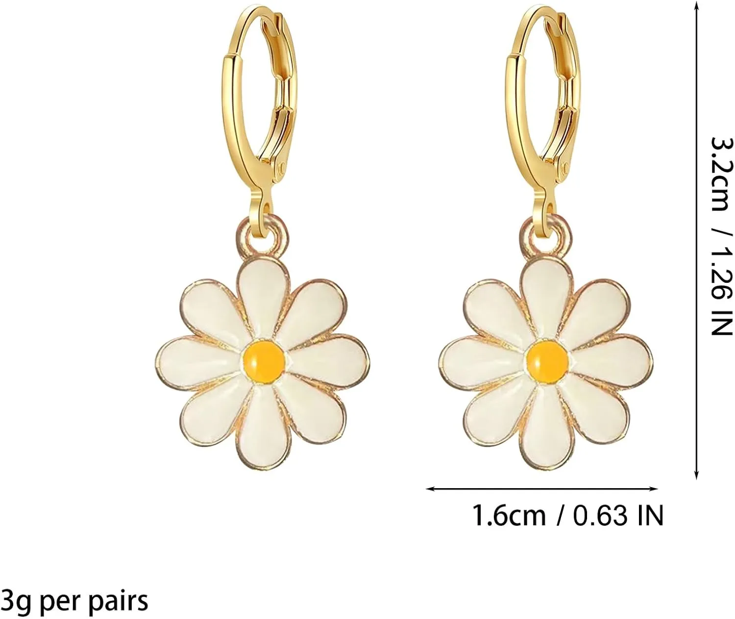 Daisy Huggie Hoop Earrings for Women Flower Dangle Drop Earrings Hypoallergenic Cute Sunflower Jewelry Gifts White Hot Pink Yellow Black Blue