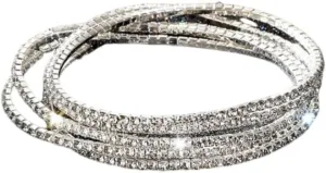 DATOA 10Pcs Sparkling Rhinestone Stretch Tennis Bracelets Set Fashion Stackable Crystal Elastic Bracelet Shining Wedding Party Jewelry