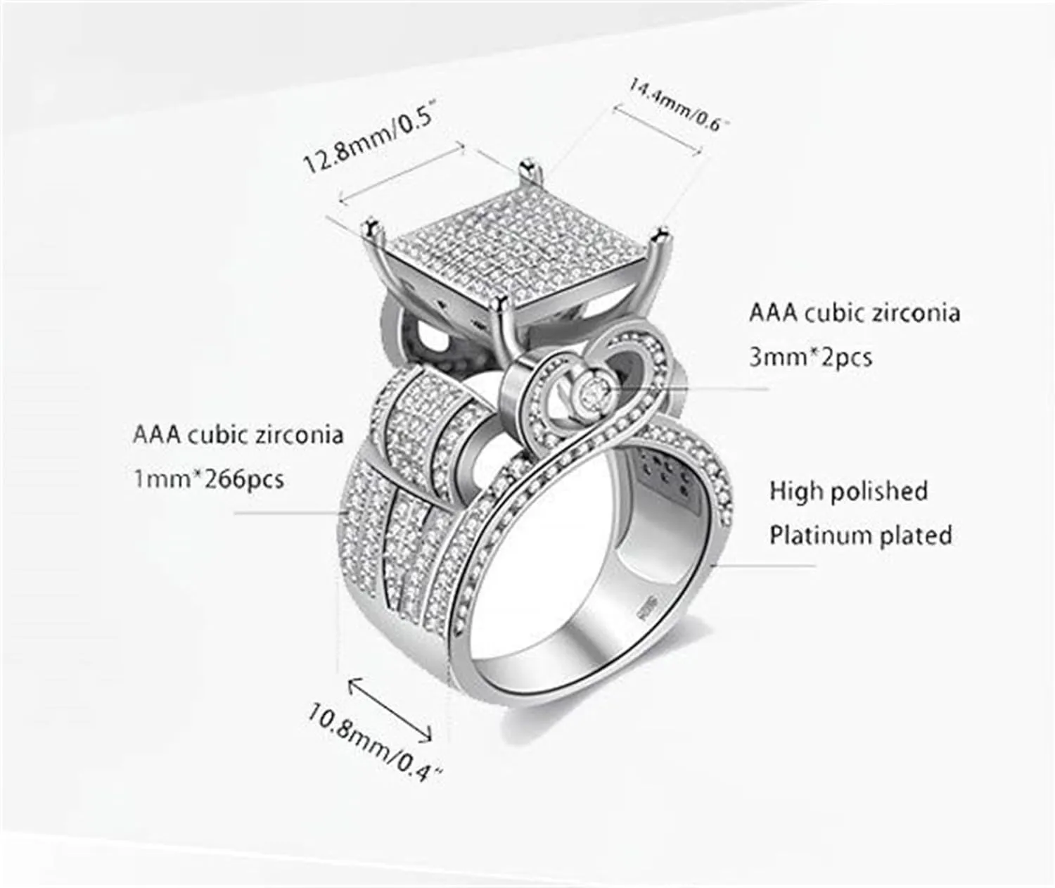 Dazzling Array Engagement Ring, Sparkling AAA Cubic Zirconia Cocktail Ring for Women, Elegant Wedding Anniversary Valentine's Day Gift for Her
