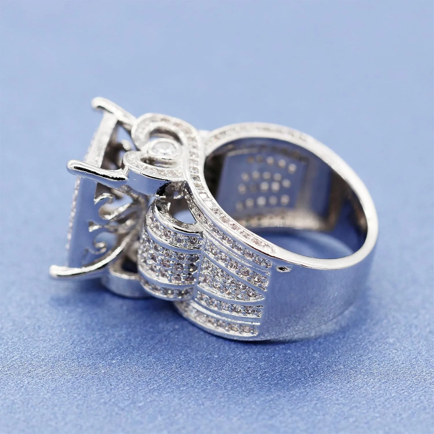 Dazzling Array Engagement Ring, Sparkling AAA Cubic Zirconia Cocktail Ring for Women, Elegant Wedding Anniversary Valentine's Day Gift for Her
