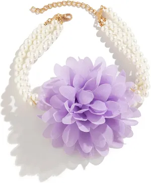 Dcfywl731 Stocking Stuffers Holiday Outfits for Women 2024 Purple Flower Necklace Vintage Layer Choker Necklace Big Flower Prom Party Statement Accessories for Women