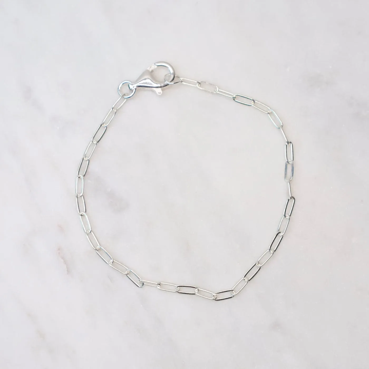 Delicate Sterling Silver Flat Drawn Cable Chain Bracelet