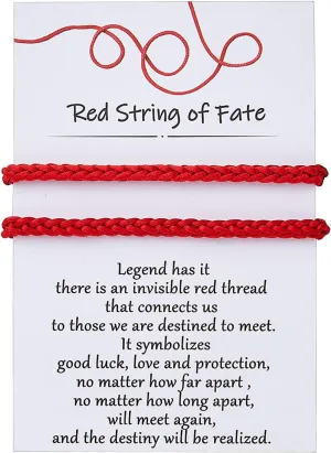 Desimtion Matching Bracelets for Couples Him Boyfriend, Red String of Fate Long Distance Relationship Gift Ideas for Girlfriend Her