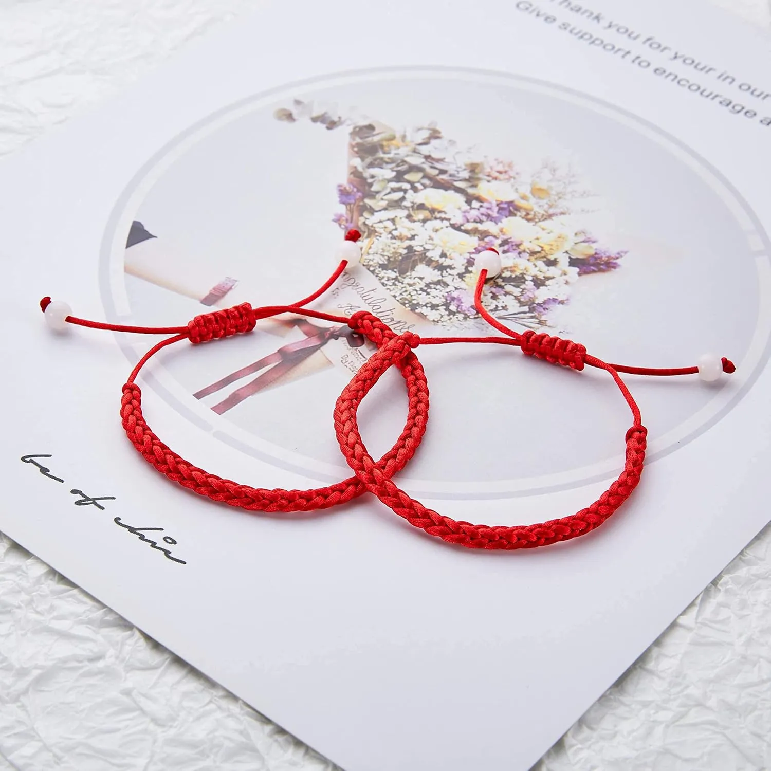 Desimtion Matching Bracelets for Couples Him Boyfriend, Red String of Fate Long Distance Relationship Gift Ideas for Girlfriend Her