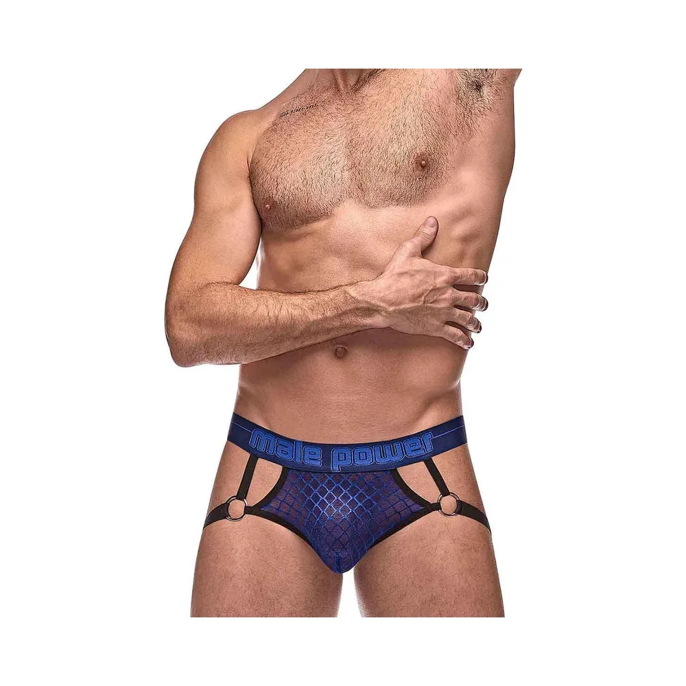Diamond Mesh Jock Ring Blue S/M