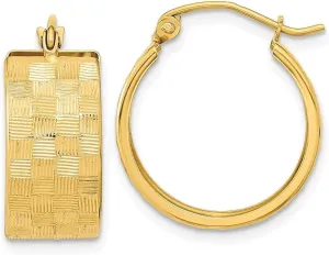 Diamond2Deal 14k Solid Yellow Gold Diamond Cut Small Hoop Earrings (L- 0.76 in, W- 0.7 in)