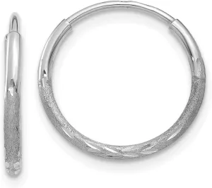 Diamond2Deal 14k White Gold Diamond-cut Endless Hoop Earrings (Length 2.28 in, Width 2.28 in)