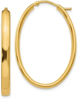 Diamond2Deal 925 Sterling Silver Gold plated Oval Hoop Earrings (L- 1.34 in, W- 0.97 in)
