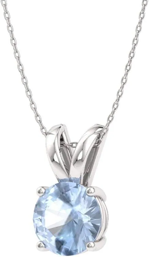 Diamondere Natural and Certified Gemstone Solitaire Necklace in 14k Solid Gold | 0.40 Carat Pendant with Chain