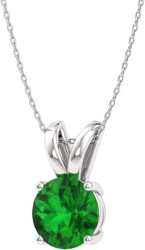 Diamondere Natural and Certified Gemstone Solitaire Necklace in 14k Solid Gold | 0.40 Carat Pendant with Chain