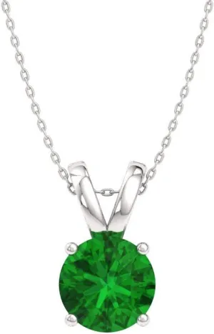 Diamondere Natural and Certified Gemstone Solitaire Necklace in 14k Solid Gold | 0.40 Carat Pendant with Chain