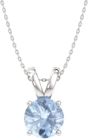 Diamondere Natural and Certified Gemstone Solitaire Necklace in 14k Solid Gold | 0.40 Carat Pendant with Chain