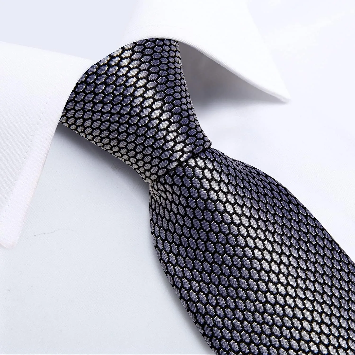 DiBanGu Men's Solid Color Tie Set Silk Woven Wedding Necktie and Pocket Square Cufflinks Set with Tie Ring for Tuxedo or Suit