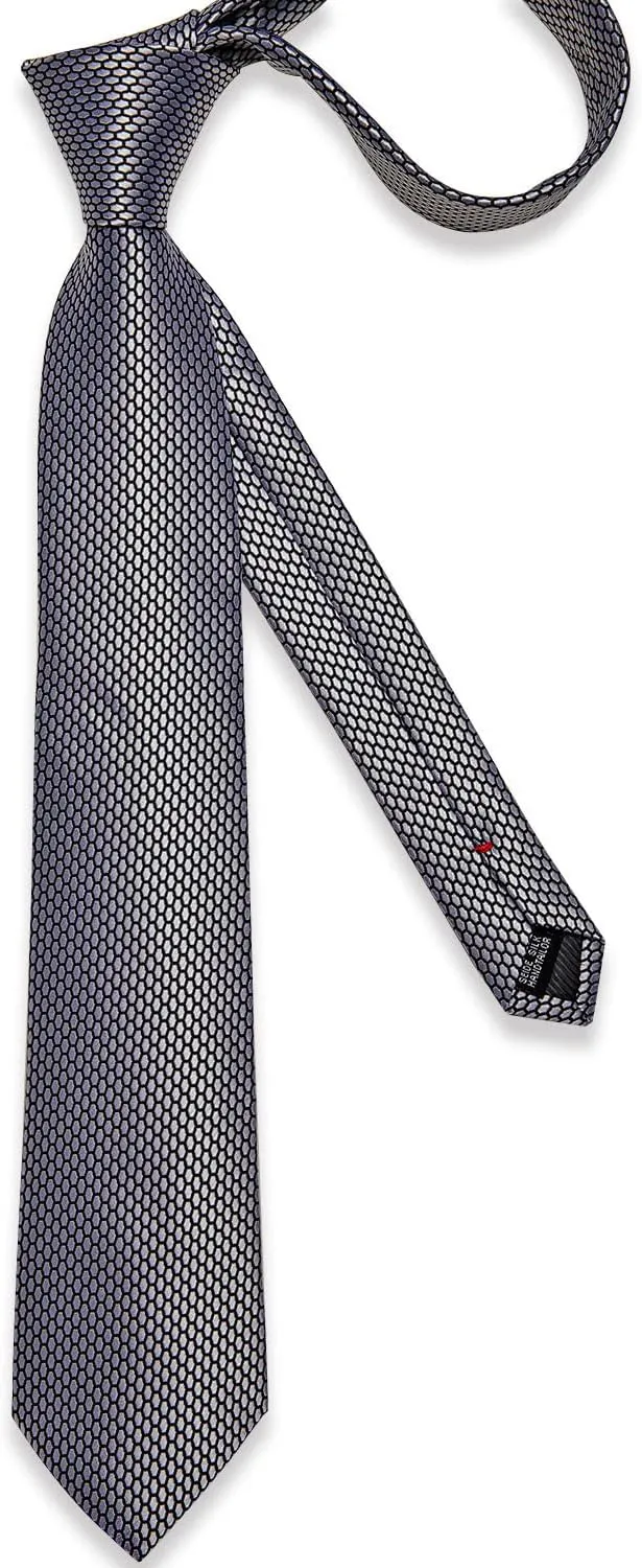 DiBanGu Men's Solid Color Tie Set Silk Woven Wedding Necktie and Pocket Square Cufflinks Set with Tie Ring for Tuxedo or Suit