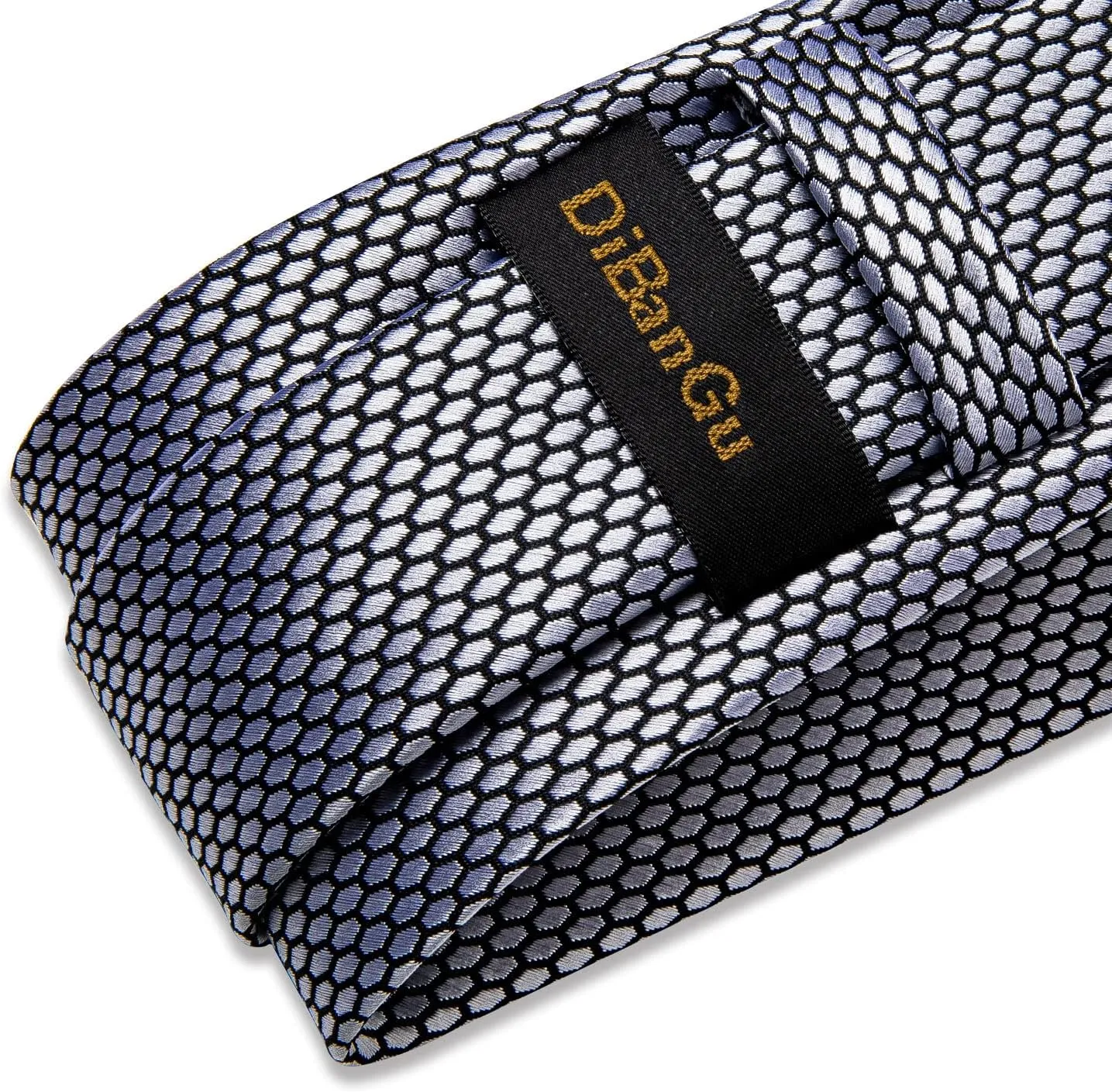 DiBanGu Men's Solid Color Tie Set Silk Woven Wedding Necktie and Pocket Square Cufflinks Set with Tie Ring for Tuxedo or Suit