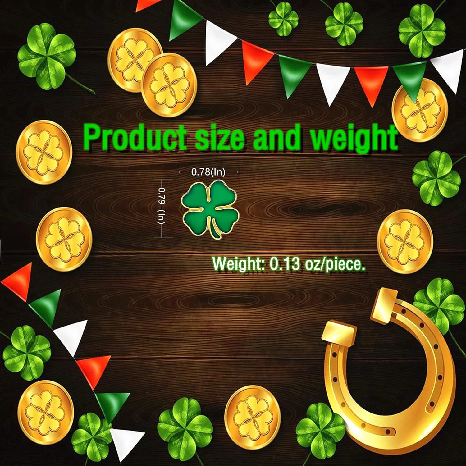 DISCAO 25/50/100/200/300 pieces metal enamel green Four-leaf clover lapel pin four leaf clover brooch pins St. Patrick's Day brooches pins for Clothes Backpack Hat Woman man Festivals Ireland Souvenir gift Four leaf clover badge bulk