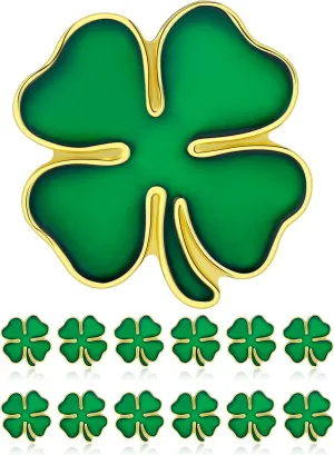 DISCAO 25/50/100/200/300 pieces metal enamel green Four-leaf clover lapel pin four leaf clover brooch pins St. Patrick's Day brooches pins for Clothes Backpack Hat Woman man Festivals Ireland Souvenir gift Four leaf clover badge bulk