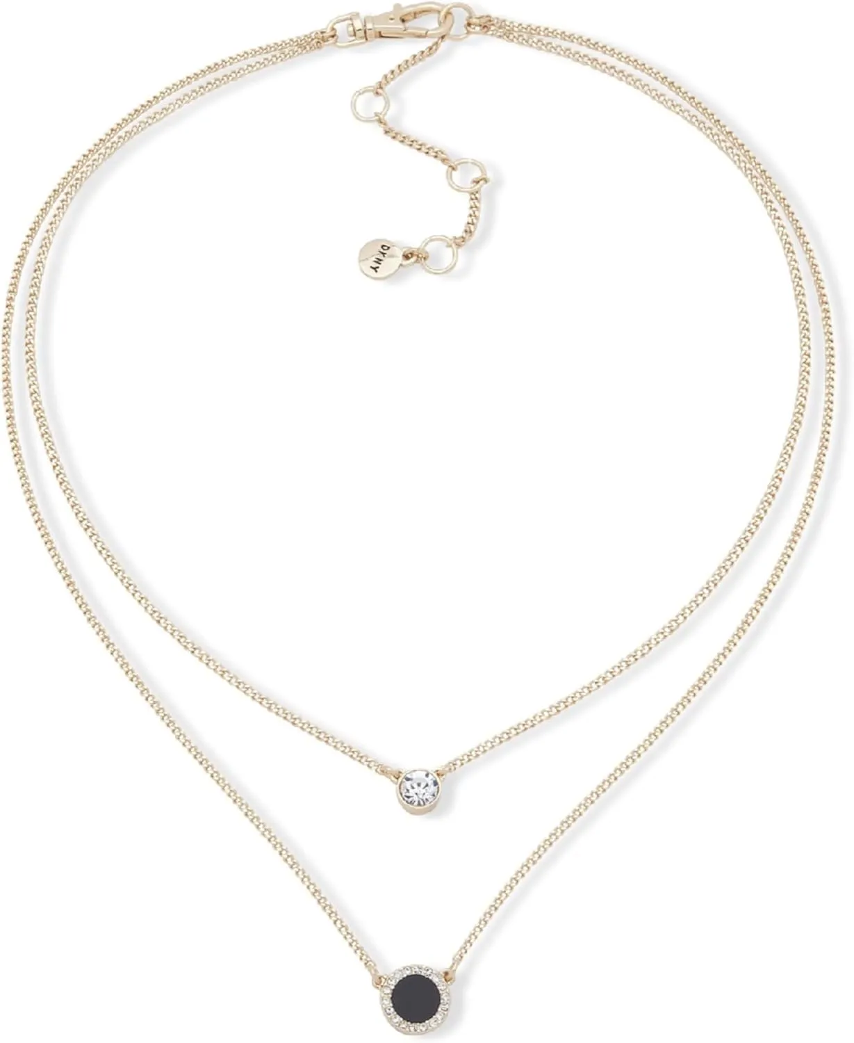 DKNY Gold-Tone Stone & Crystal Layered Pendant Necklace - Sparkling Gold Necklace - Beautiful Women's Jewelry - 16" with 3" Extender