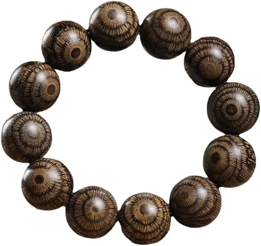 DOWNER Buddhist Prayer Beads Bracelet,bead bracelet,Prayer Beads,20Mm Eagle Eye Wooden Beads Single Loop Bracelet Simple Wooden Rosary for Prayer Meditation Mala