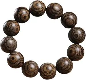 DOWNER Buddhist Prayer Beads Bracelet,bead bracelet,Prayer Beads,20Mm Eagle Eye Wooden Beads Single Loop Bracelet Simple Wooden Rosary for Prayer Meditation Mala