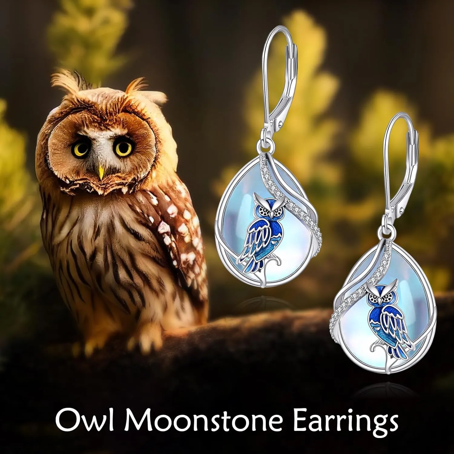 Dragonfly/Butterfly/Bee/Hummingbird/Owl/Dog/Cat/Feather/Axolotl Earrings for Women Sterling Silver Dragonfly/Butterfly/Bee/Hummingbird/Owl/Jewelry Moonstone Earrings Gifts for Women