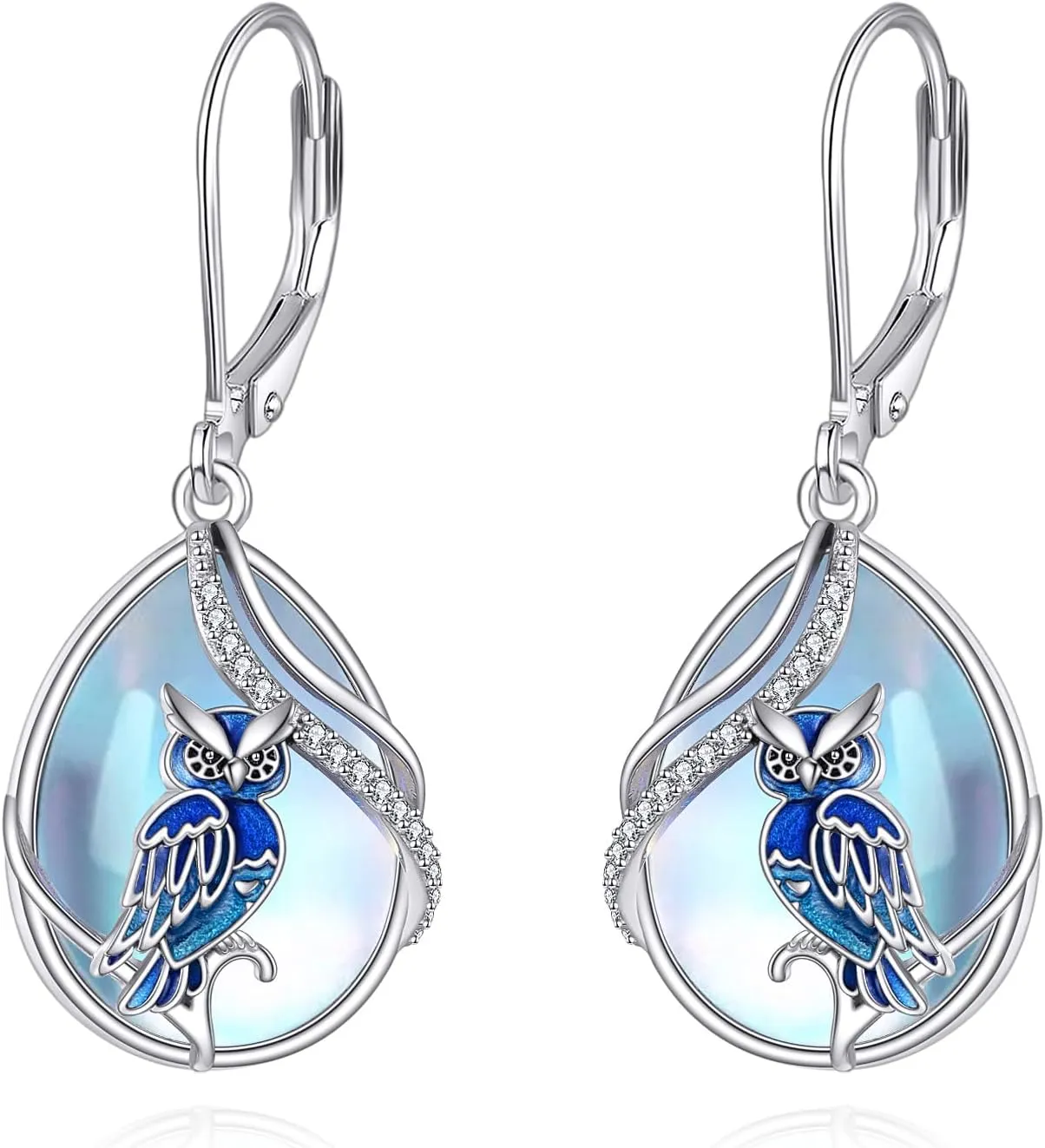 Dragonfly/Butterfly/Bee/Hummingbird/Owl/Dog/Cat/Feather/Axolotl Earrings for Women Sterling Silver Dragonfly/Butterfly/Bee/Hummingbird/Owl/Jewelry Moonstone Earrings Gifts for Women