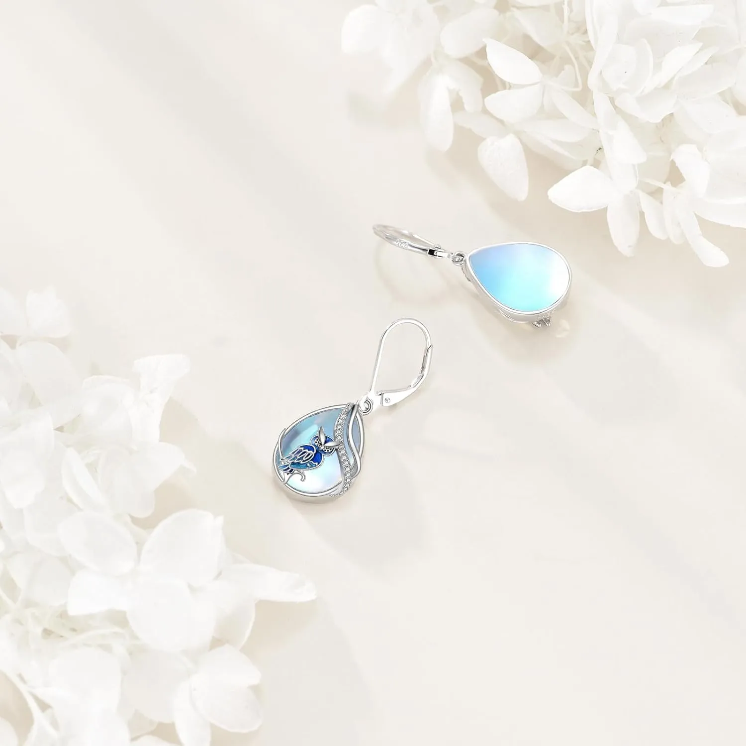 Dragonfly/Butterfly/Bee/Hummingbird/Owl/Dog/Cat/Feather/Axolotl Earrings for Women Sterling Silver Dragonfly/Butterfly/Bee/Hummingbird/Owl/Jewelry Moonstone Earrings Gifts for Women