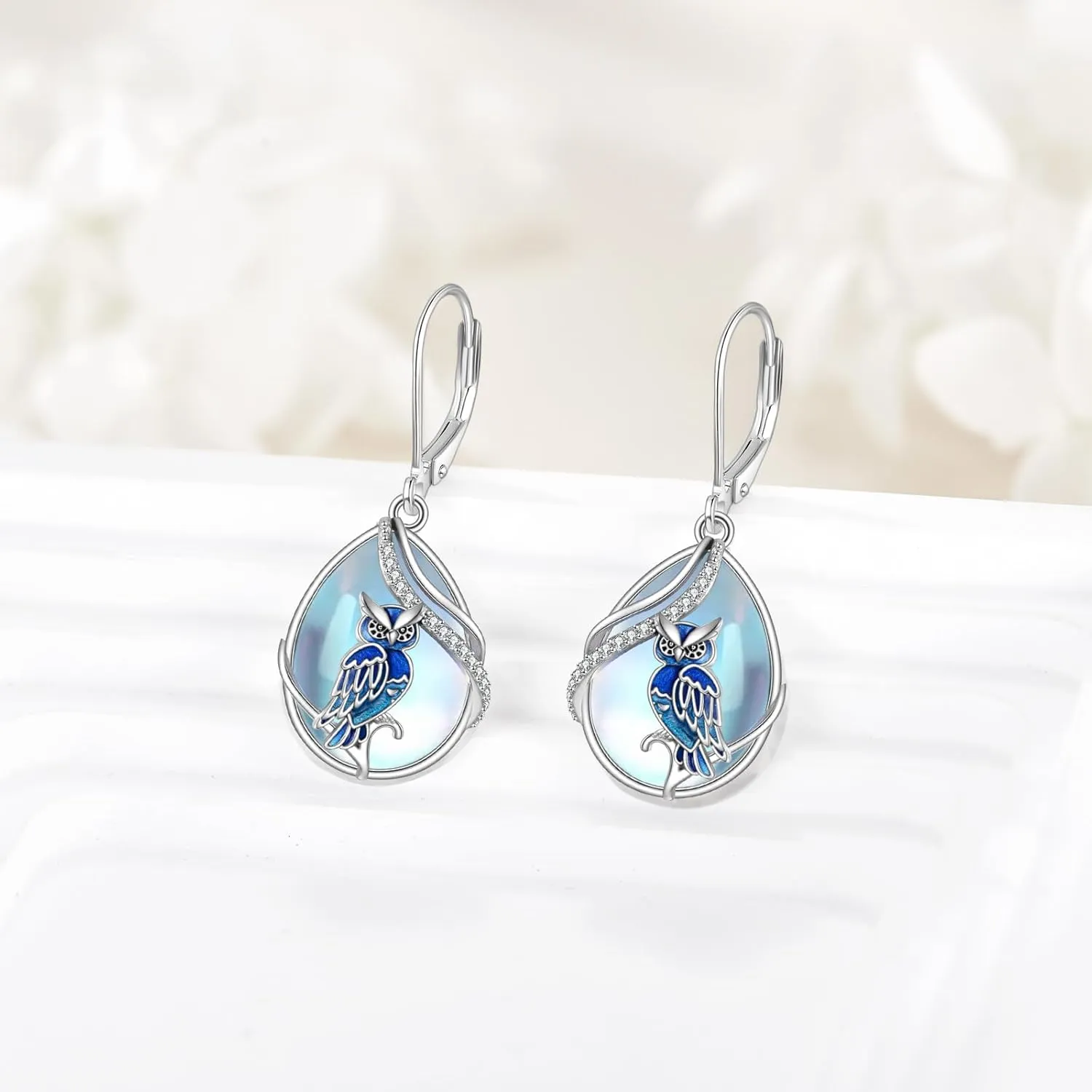 Dragonfly/Butterfly/Bee/Hummingbird/Owl/Dog/Cat/Feather/Axolotl Earrings for Women Sterling Silver Dragonfly/Butterfly/Bee/Hummingbird/Owl/Jewelry Moonstone Earrings Gifts for Women