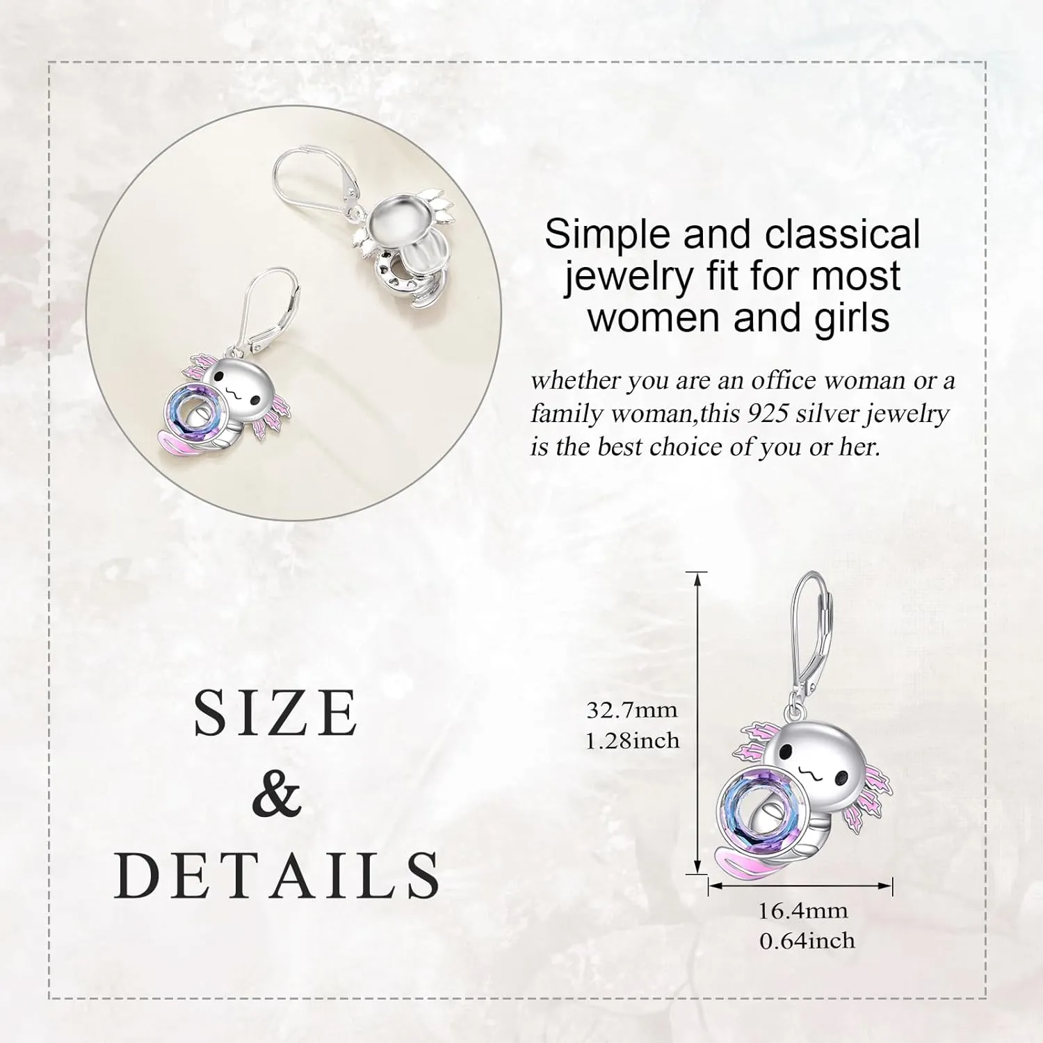 Dragonfly/Butterfly/Bee/Hummingbird/Owl/Dog/Cat/Feather/Axolotl Earrings for Women Sterling Silver Dragonfly/Butterfly/Bee/Hummingbird/Owl/Jewelry Moonstone Earrings Gifts for Women