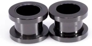 Ear Plugs Jewelry. Pair of Screw Ear Tunnels Black IP. Surgical Steel.