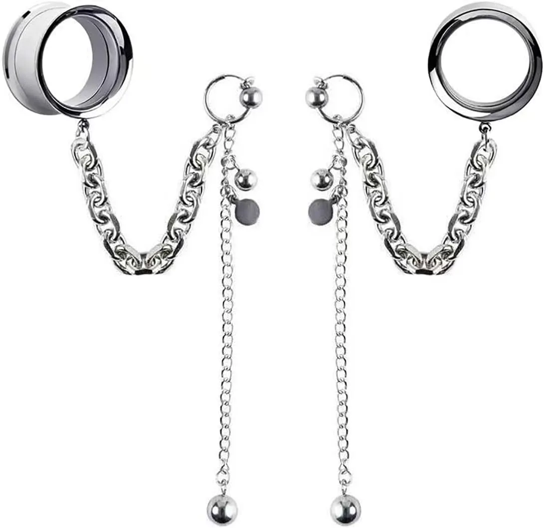 Ear Tunnels Plug,Stainless Steel Screw Pendant Ear Expander Flesh Tunnels Piercing