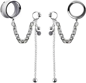 Ear Tunnels Plug,Stainless Steel Screw Pendant Ear Expander Flesh Tunnels Piercing