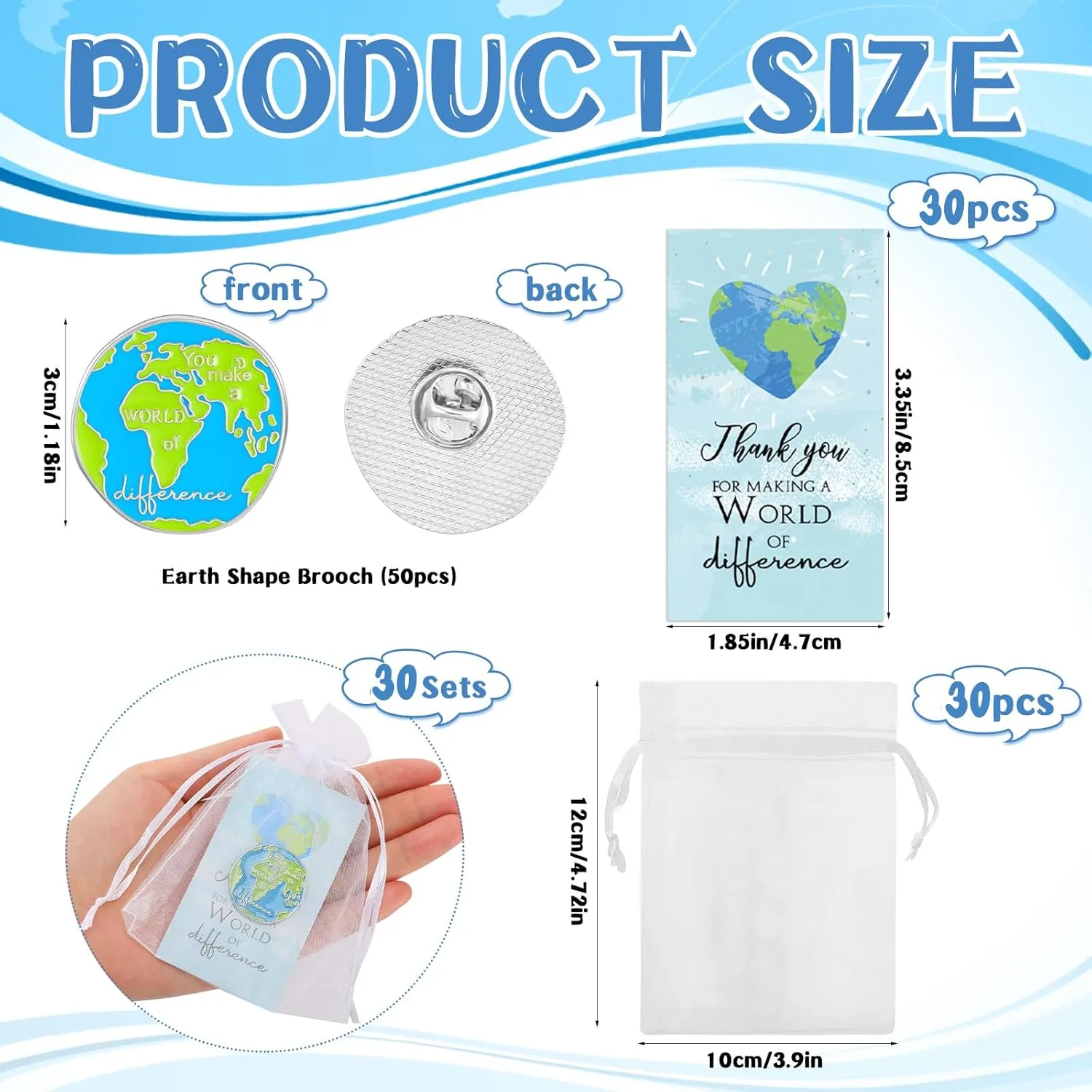 Earth Appreciation Award Pins Gift Coworker Inspirational Pins Earth Brooches Thank You Cards for Employee Team