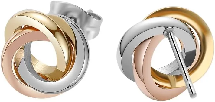 Edforce Stainless Steel Love Knot Stud Earrings