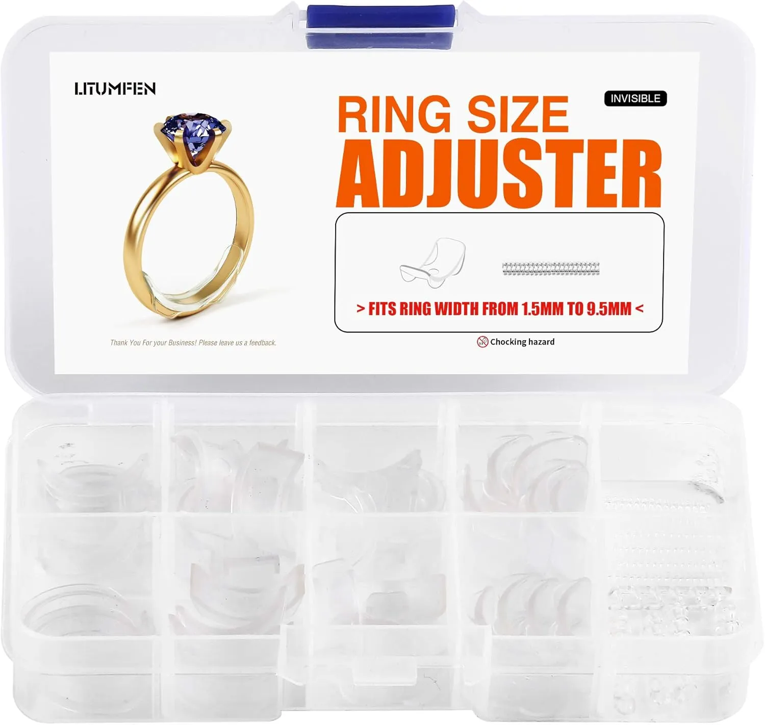 ELETIUO Ring Size Adjuster for Loose Rings - 60Pack, 2 Styles, Ring Guard, Ring Sizer, 10 Sizes Fit for Man and Woman Ring