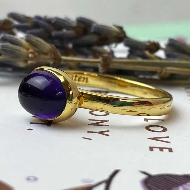Eliza Amethyst Gold-Plated Ring
