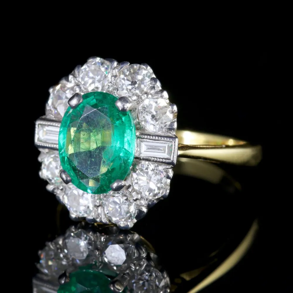 Emerald Diamond Ring 18Ct Gold 2Ct Emerald