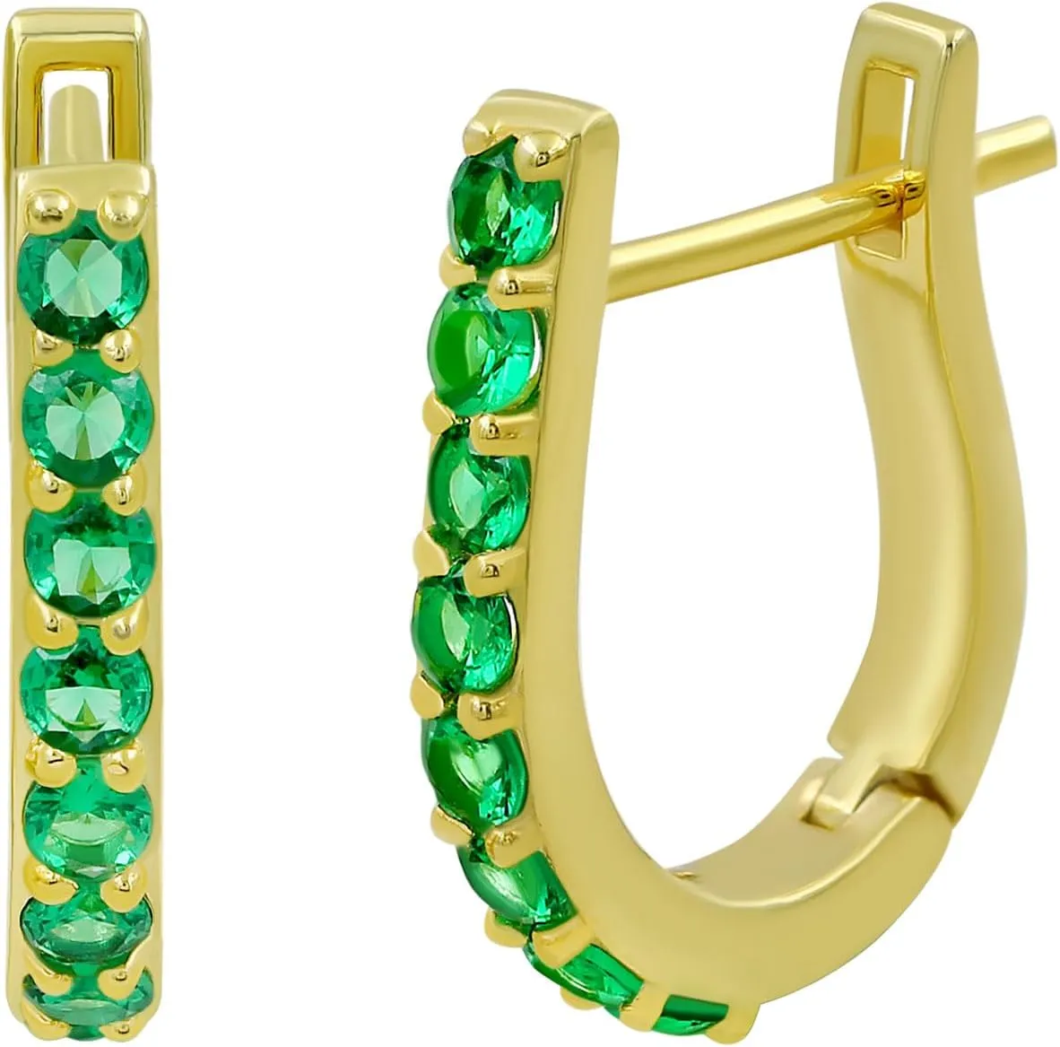 Emerald Ruby Blue Sapphire Yellow Sapphire 925 Sterling Silver Post Huggie Hoop Earrings for Women Gold - Trendy Light Weight Earrings - Birthstones Jewelry Christmas Gifts for Her