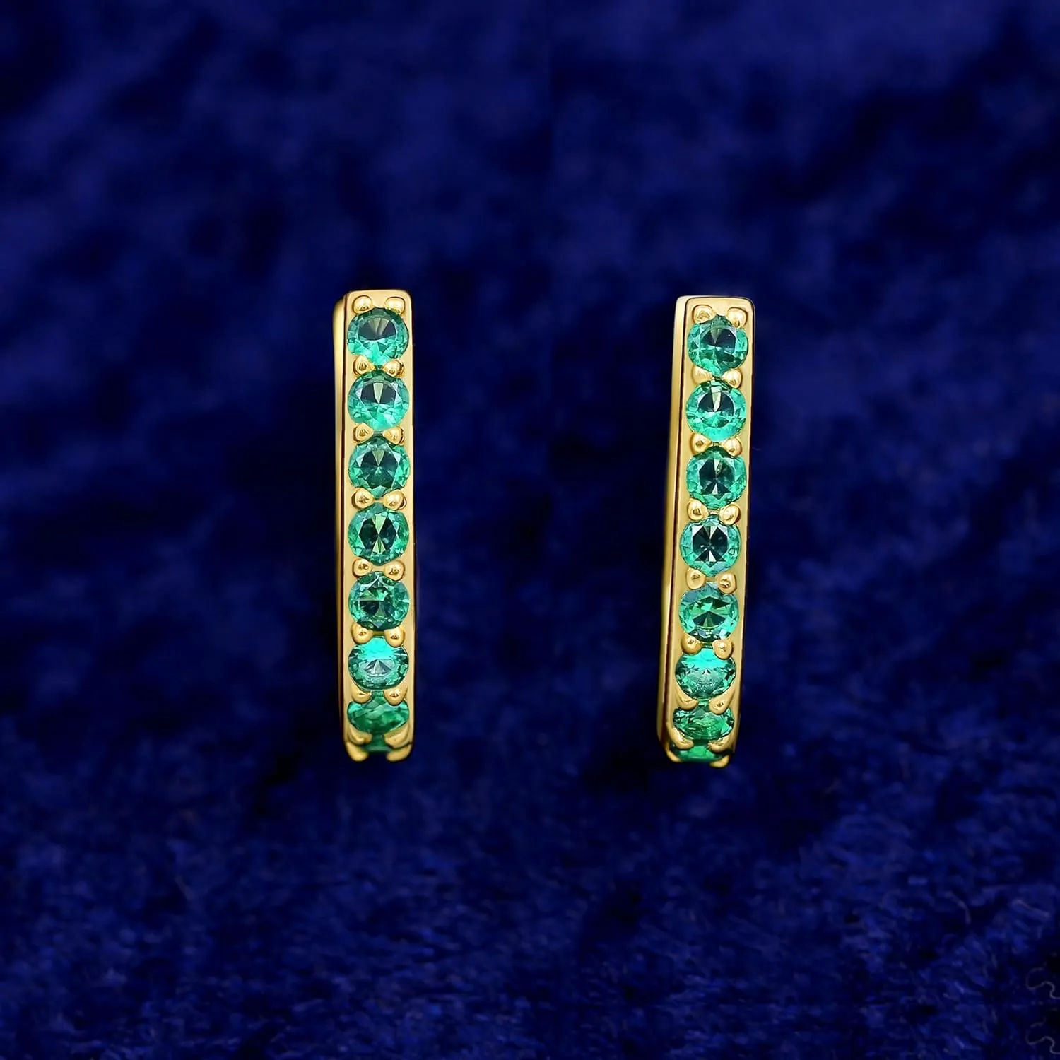 Emerald Ruby Blue Sapphire Yellow Sapphire 925 Sterling Silver Post Huggie Hoop Earrings for Women Gold - Trendy Light Weight Earrings - Birthstones Jewelry Christmas Gifts for Her
