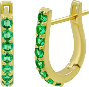 Emerald Ruby Blue Sapphire Yellow Sapphire 925 Sterling Silver Post Huggie Hoop Earrings for Women Gold - Trendy Light Weight Earrings - Birthstones Jewelry Christmas Gifts for Her
