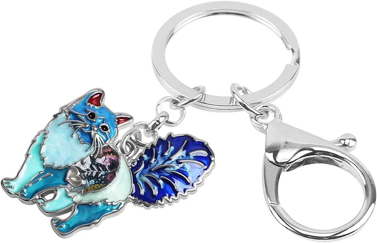 Enamel Alloy Sweet Cat Keychains Kitten Car Backpack Key Ring Pets Jewelry Gifts for Women Girls Purse Charms
