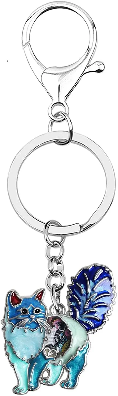 Enamel Alloy Sweet Cat Keychains Kitten Car Backpack Key Ring Pets Jewelry Gifts for Women Girls Purse Charms
