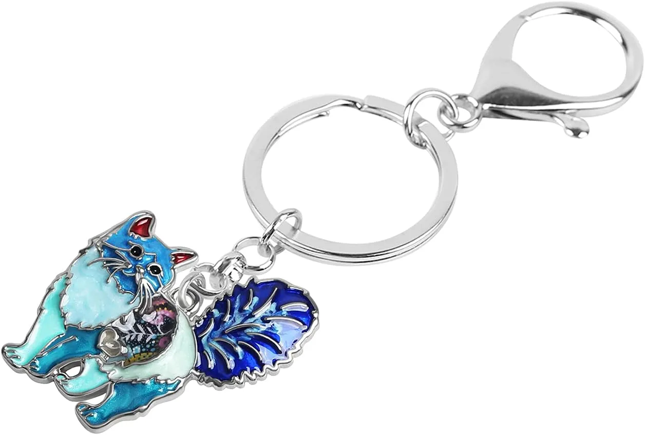 Enamel Alloy Sweet Cat Keychains Kitten Car Backpack Key Ring Pets Jewelry Gifts for Women Girls Purse Charms