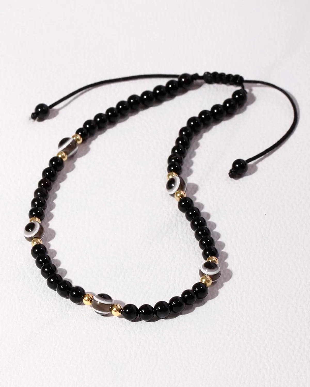 Evil Eye Anklet Gemstones 4mm Agate Beaded Summer Beach Reiki Crystals Ankle Bracelets for Women Protection Jewelry