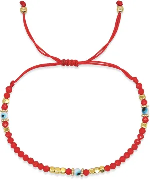 Evil Eye Beaded Charm Braided Bracelets for Women, Cute Handmade Beads Adjustable Red Rope Lucky Protection Bracelet Friendship Holiday Jewelry Gift